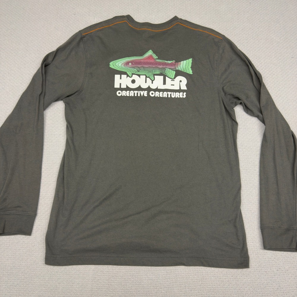 Howler Brothers Shirt Mens Large Fish Graphic Tee Long Sleeve Cotton Blend